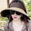 Sun Hat Children Spring and Summer Empty Top Face Cover Sun Hat Enlarged Brim Neck Protection Sun Protection UV Protection Foldable