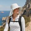 Summer Sun Protection Bucket Hat, Foldable Breathable Mesh Fisherman Hat, Ventilation Large Brim Hat with Detachable Neck Shawl for Outdoor Summer