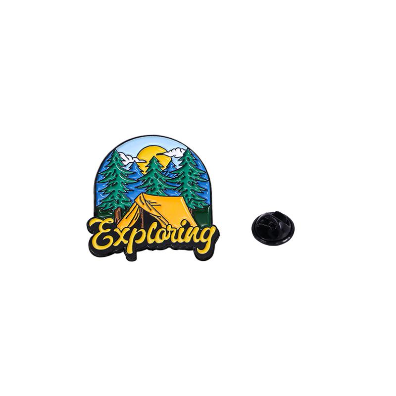 4 Styles Funny Valley Camping Series Enamel Brooches Exploring Wildness Nature Tent Lapel Pins Outdoors Badge
