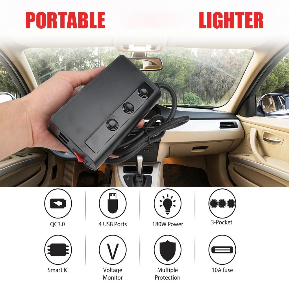 180W 4 Port USB Charging Socket Splitter Quick Charge 12V 24V for Phone IPad 3.0 Car Charger Adapter