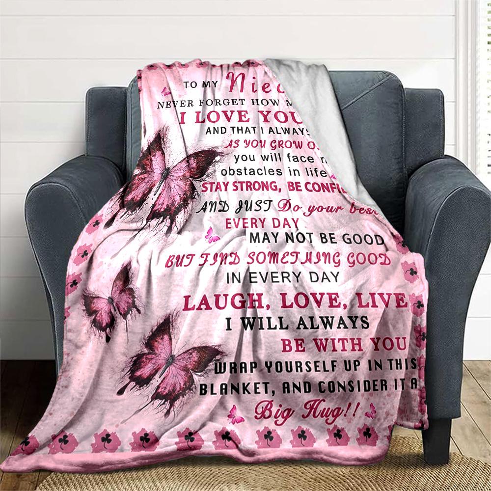 Pink butterfly Cozy Blanket Warmthful Decor Suitable for Sofa Couch Office Bed Picnics Ideal for All Seasons Stylish Decor Ideal Gift Y33