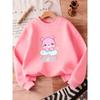 European sizes Cute Pink Bear Print Girls' Hoodie, Round Neck, Long Sleeve, for 0-3 Year Old Baby Girls, Ideal for Spring and Autumn.