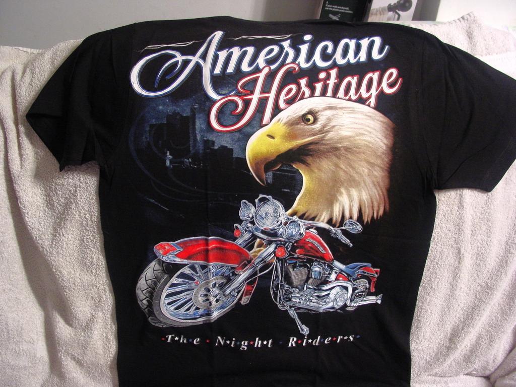EAGLE MOTORCYCLE AMERICAN HERITAGE THE NIGHT RIDERS BIKER T-shirt