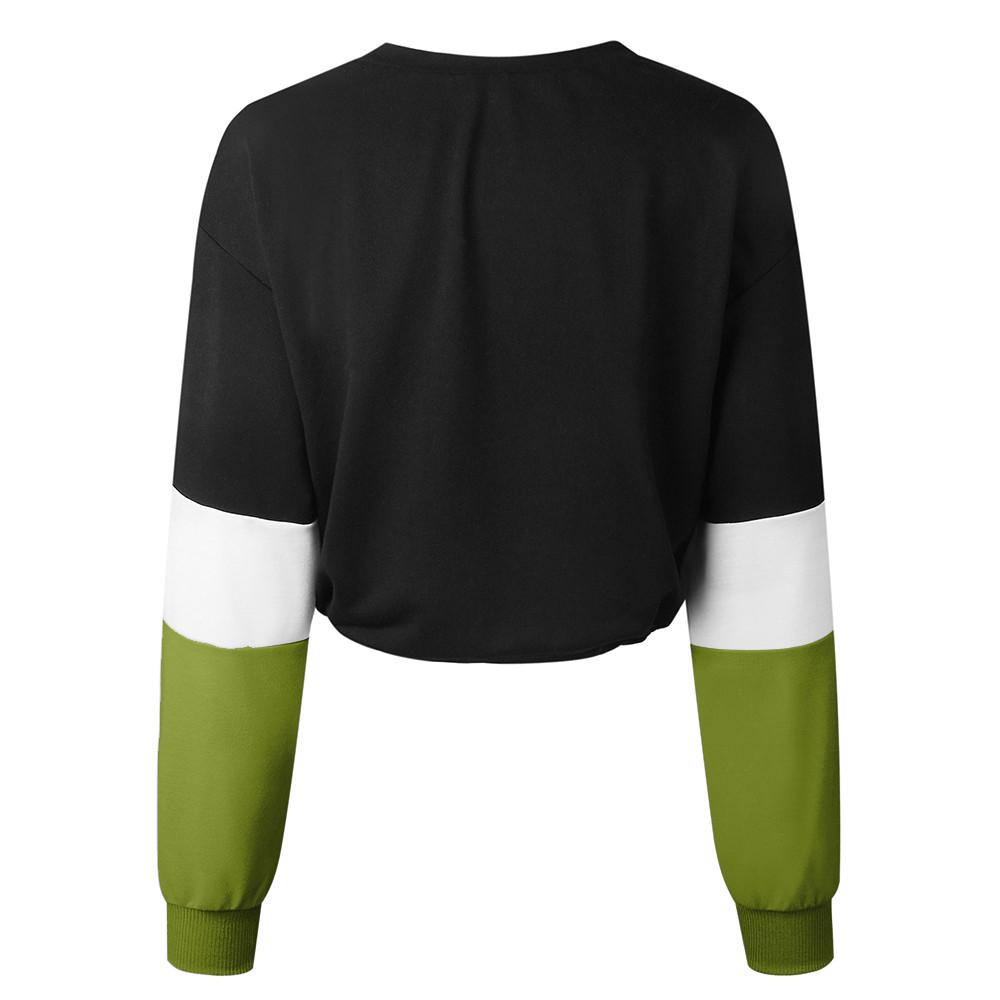 Womens Long Sleeve Splcing Color Sweatshirt Pullover Tops Blouse
