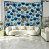 Cookie Monster Wall Tapestry Aesthetic Wall Hanging Printed Fabric Blanket Decorative Tapestries for Bedroom Living Room Home Decor