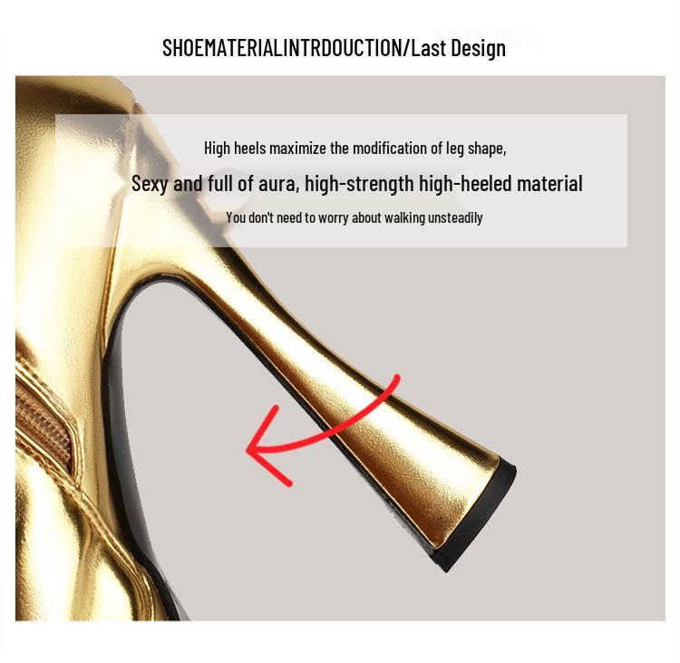Women's Stretchy Slimming Gold/Silver Super High Heel Platform Over-the-Knee Boots for Runway Show
