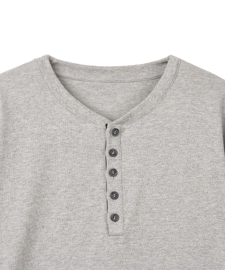 Dandel Dd Check Roll-Up Henley Neck Tee (Grey)