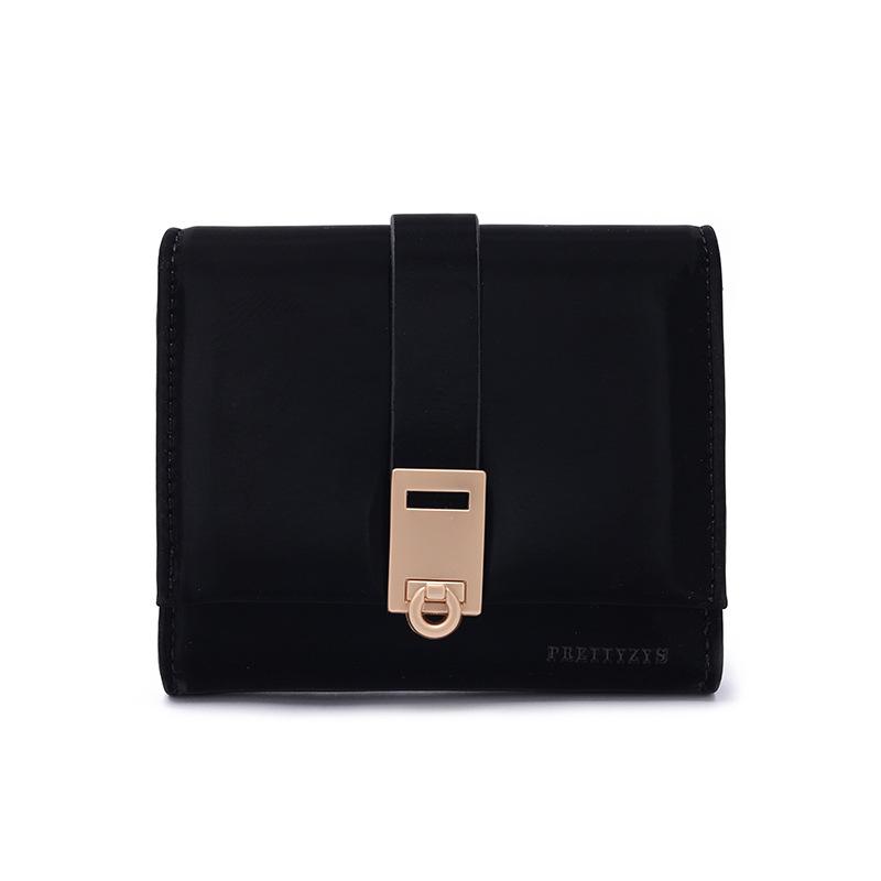 

Женский короткий кошелек, простая пряжка, сумка, кожаный кошелек Niche чёрный