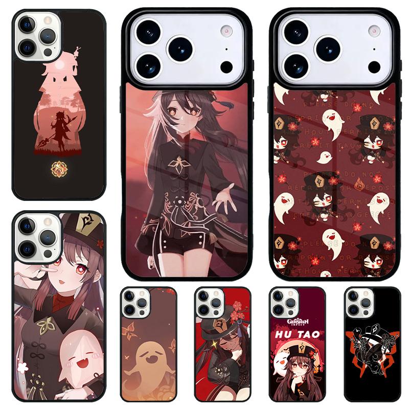 Cartoon Hu Tao Genshin Impact Phone Case for iPhone 17 Air 16 15 11 12 14 13 Pro Max Shockproof Cover