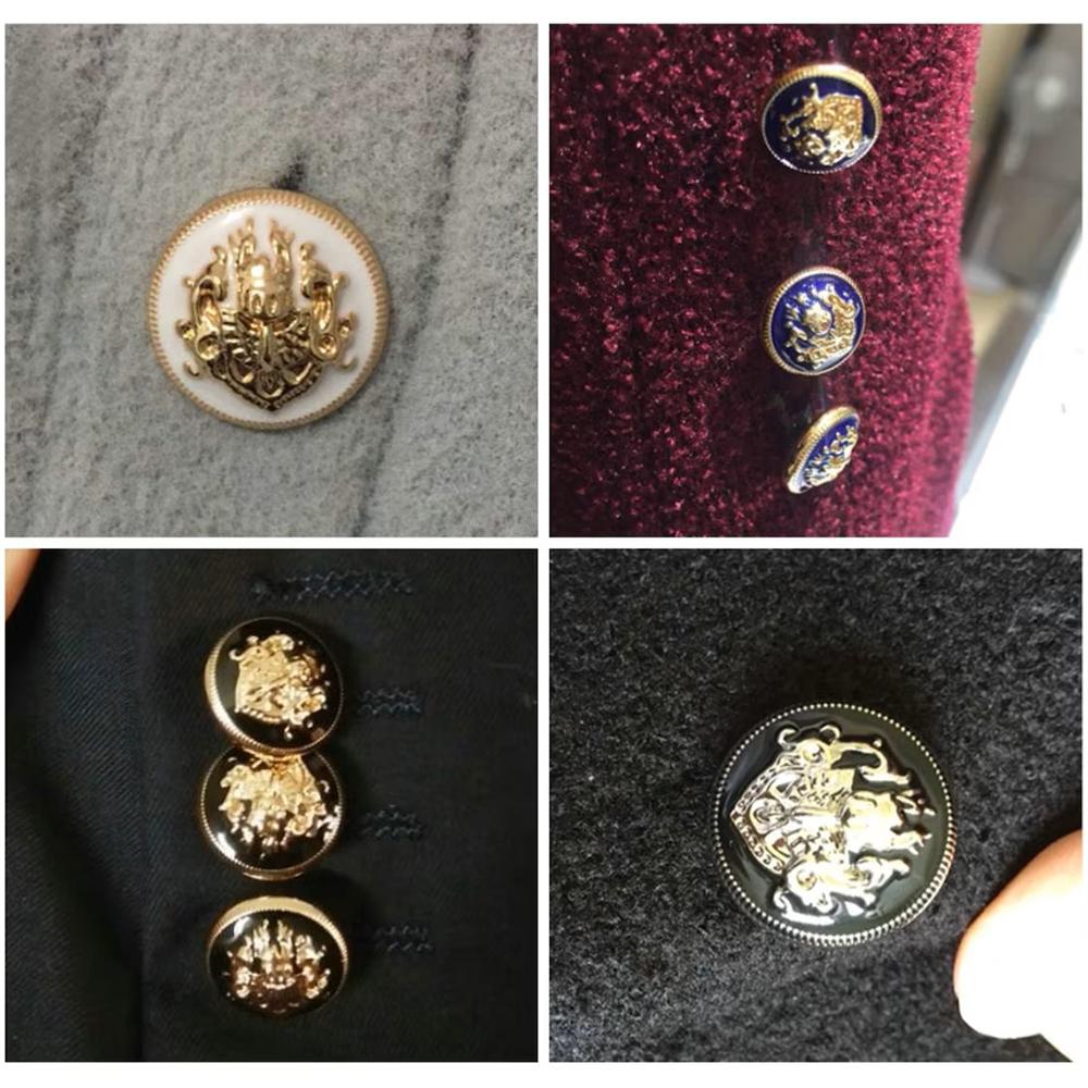 QJH 10Pcs Gold Vintage Antique Crown Metal Button Set for Sewing-Blazer/ Jacket/ Sport Coat/ Sweater/ Cardigan/ Uniform 10-28mm