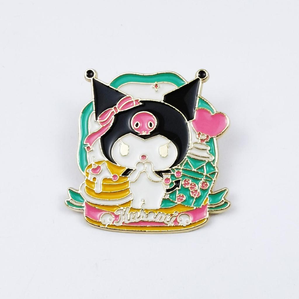 Kuromi & Cinnamoroll Cartoon Character Brooch - Cute Metal Badge with Oil Drop Design