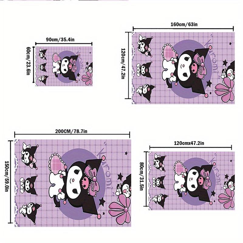 1pc Sanrio Kuromi Mermaid Printed Office Carpet Rectangle Rug Under The Table,Perfect Room Decor for Living Room, Bedroom, Kitchen, Non-slip Floor Mat