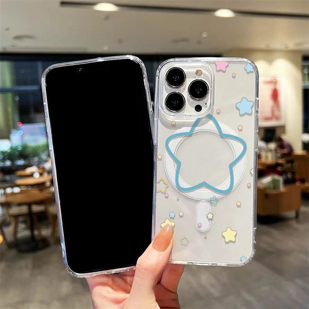 Clear Magnetic INS Star Phone Case For IPhone 17 Air 16 Pro Max 13 11 14 Plus 15 12 Shockproof Soft Silicone Protective Cover
