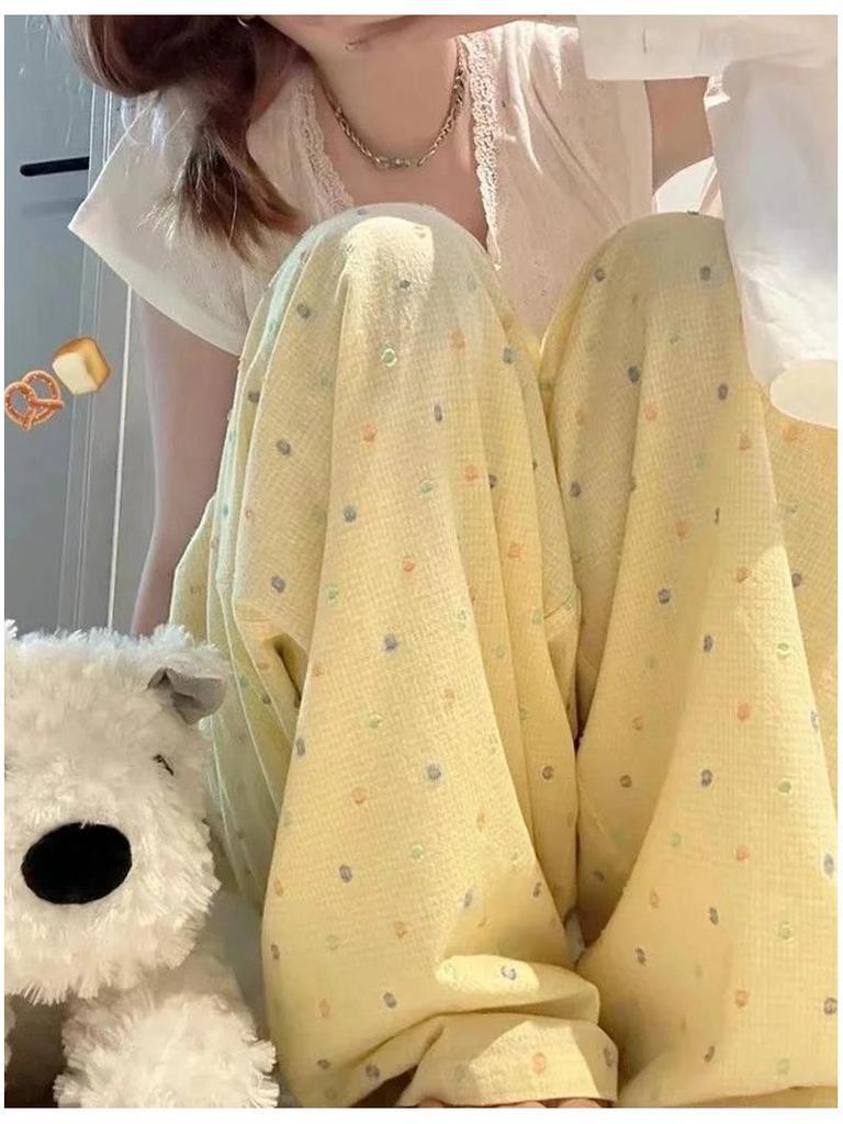 Dopamine Polka Dot Wide-Leg Pants - Women's Spring/Autumn 2025: New High-Waisted, Slimming, Draped, Casual Yamamoto Style