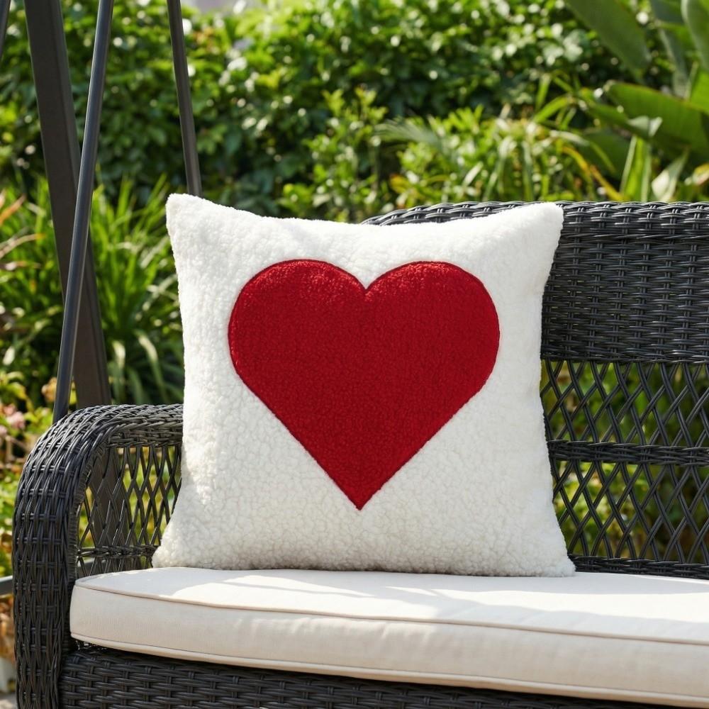 Soft Valentine Heart Pattern Pillowcase Embroidery Decorative Tufted Cushion Case 45CM Square Throw Pillow Cover Bedroom