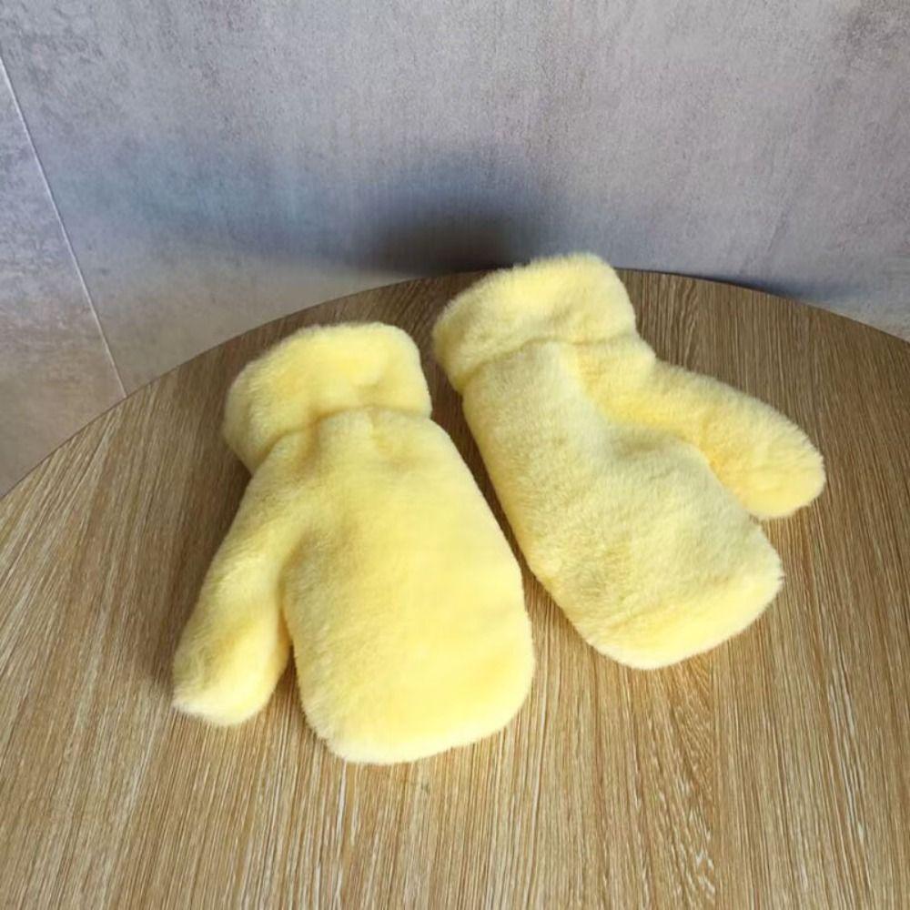 Thick Warm Winter Fleece Mittens Plush Kids Full Finger Gloves Children Gloves For 3-8Y Kids