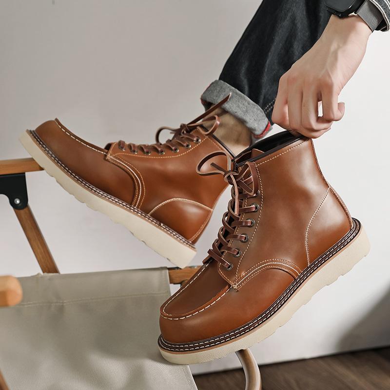 Medium Work Boots Men's Autumn and Winter American Martin Boots British Retro High-top Boots 8203-M