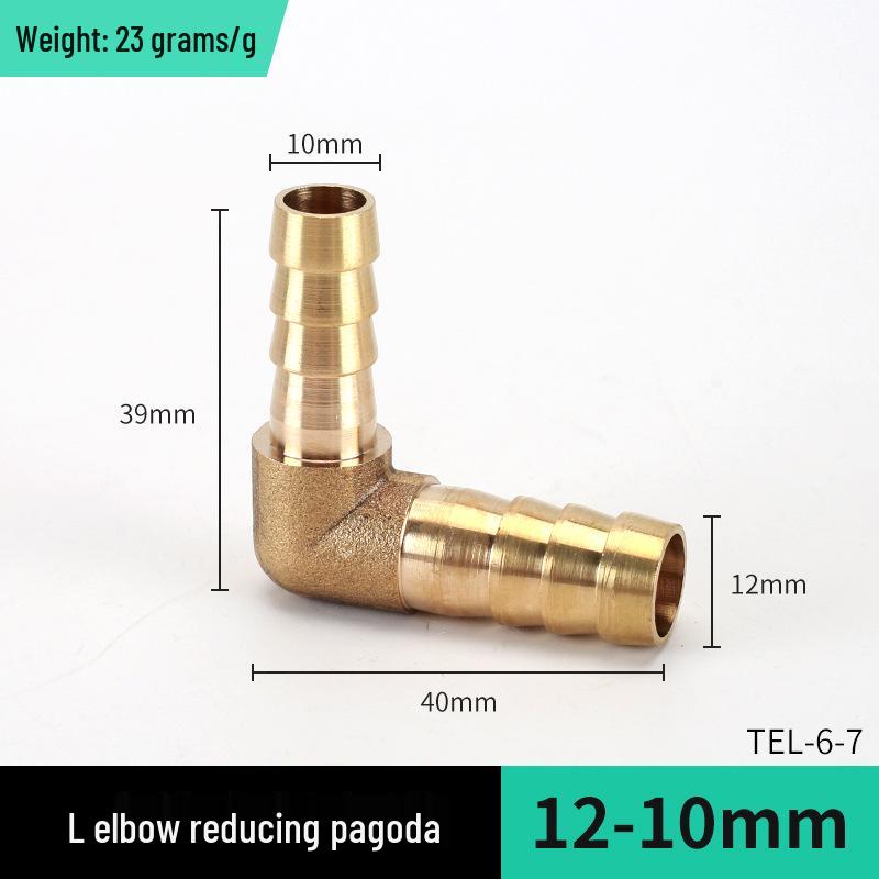 Brass L-Shaped Reducing Pagoda Plug, 4mm-19mm Conversion Hose Fitting