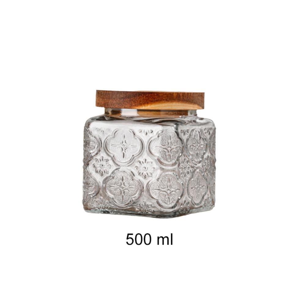 Wood Lid Kitchen Glass Bottle Vintage Mason Jar Multi-functional Grains Storage Box Candy