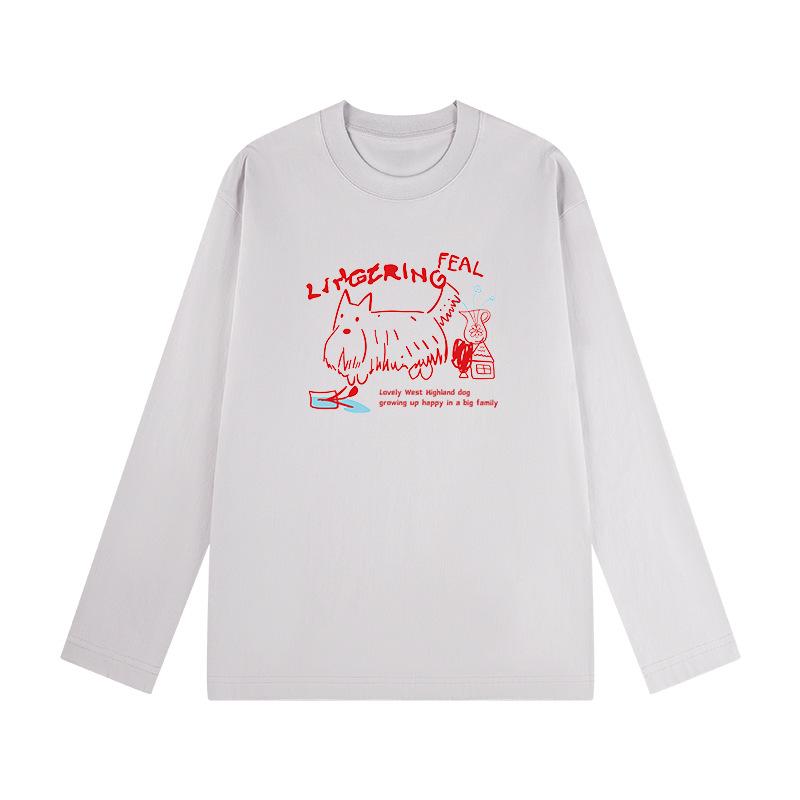 Korean Style Women's Long Sleeve Cotton T-Shirt - Versatile, Casual, Loose Fit for Spring & Autumn.