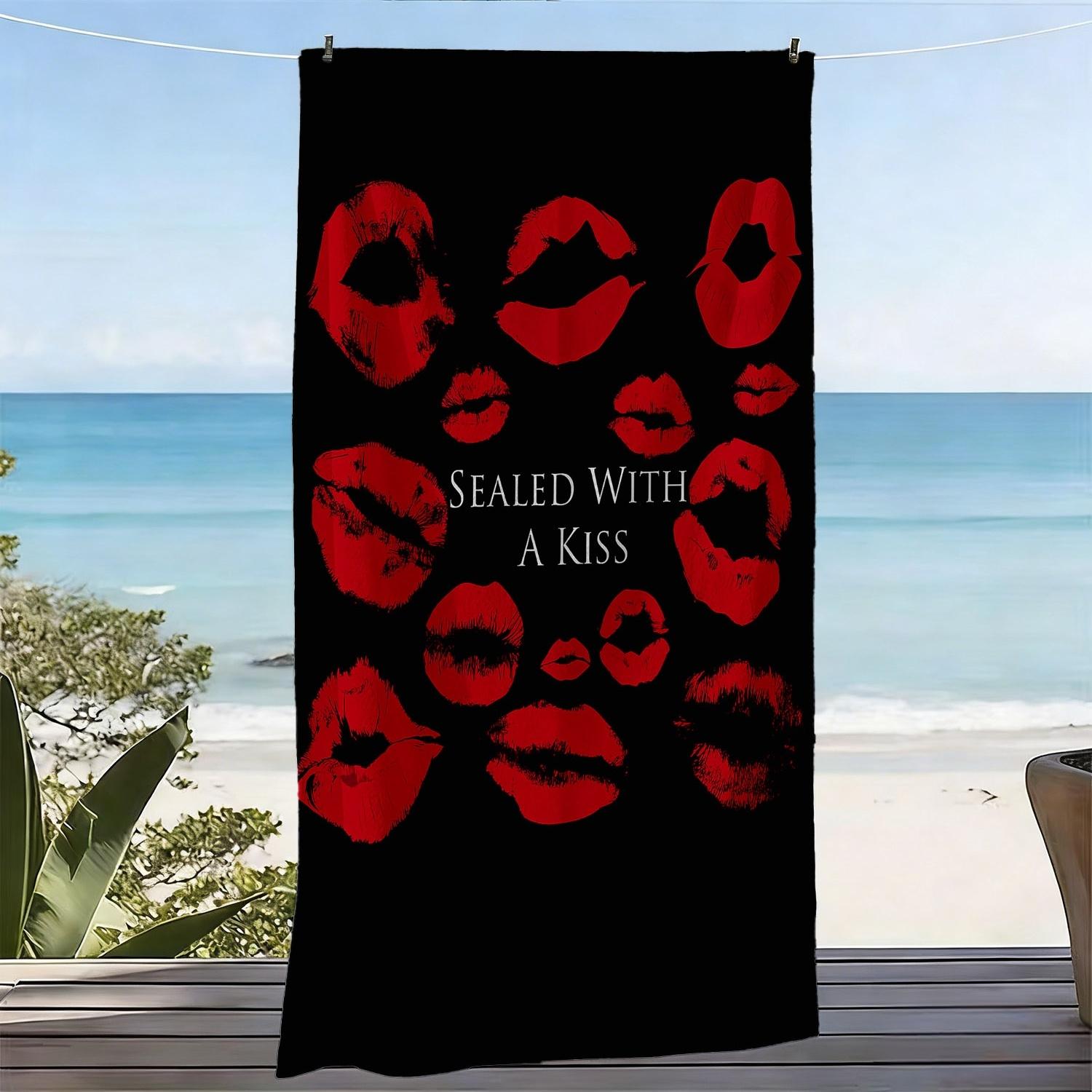 

1PC Red Lips Print Oversized Soft Beach Towel Sexy Pattern Ideal Gift for Friends & Valentine s Day W40*H60(CM)