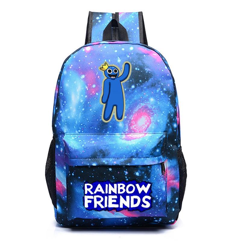 Rainbow Friends Cartoon School Backpack Kids Boys Girls Lightweight Oxford Fabric Bookbag With Ergonomic Shoulder Straps