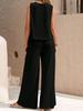Elegant 2025 Solid Color Crew Neck Tank Top & Wide-Leg Pants Set for Women