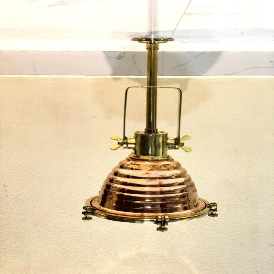 Nautical Marine Wiska Brass, Copper Fluted Cargo Κρεμαστό Φωτιστικό Σετ 2 τεμαχίων