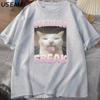 Certified Freak Funny Cat Meme T-shirt Man Short Sleeve T-shirt Men Clothes Y2k Graphic T Shirts Oversized Tees
