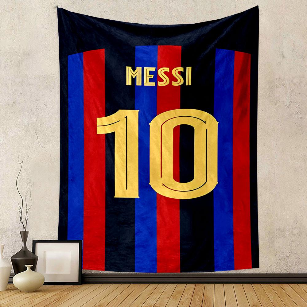 Messi Number 10 Striped Design Patterned Tapestry Home Decor, Suitable for Bedroom and Living Room, Gift