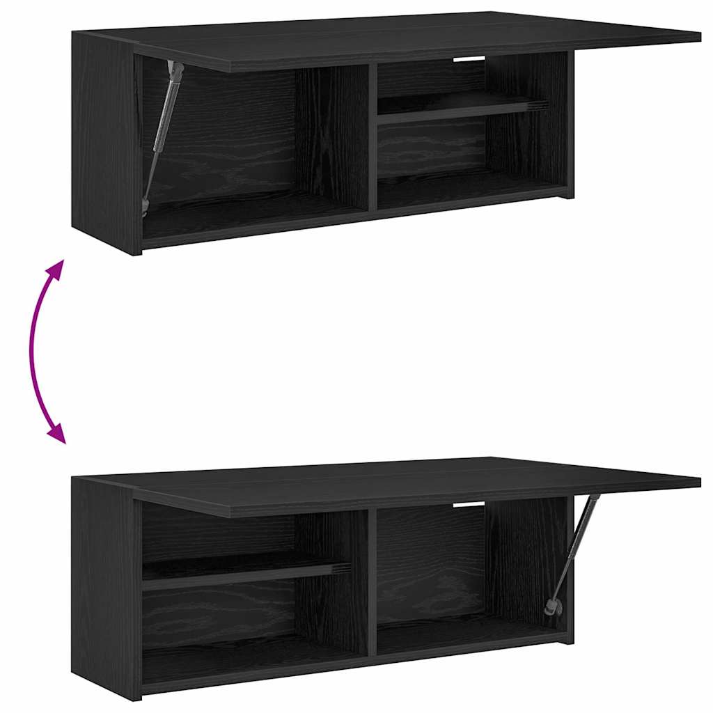Mobile da Parete per Bagno Nero 80 x 25 x 30 cm Legno Ingegnerizzato