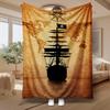 Vintage Pirate Ship Map, Adventure Lover Gift, Soft Cozy Blanket, Nautical Home Decor, Multi-Purpose Throw, Warm Comfort