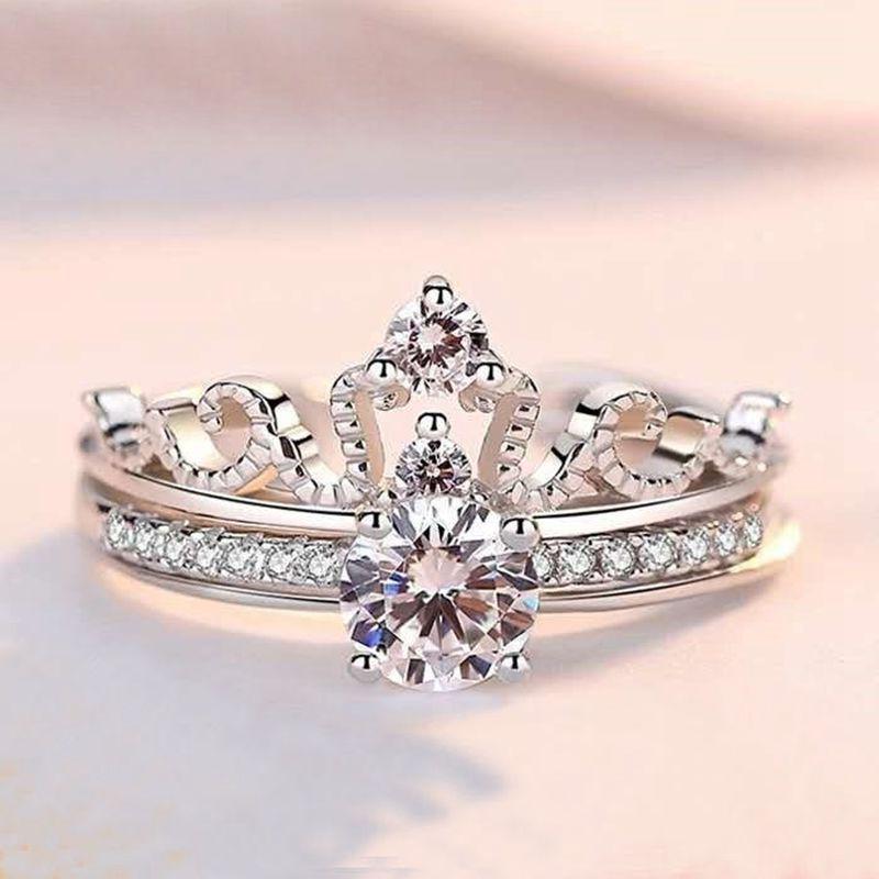 

Korean Fashion Two-Piece Crown Projection Ring Set for Women Adjustable Open
