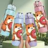 1PC Capybara Eat Donut Cute Pattern 750ml Color Plastic Sports Water Bottle Leakproof Flip Straw Lid Suitable for Sports Office Home Use