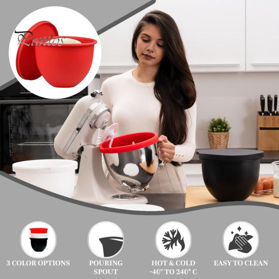 Tilt Head Mixer Accessory Silicone Liners for KitchenAid 5-quart Bowl Reusable Convenience Tool Covers Storage Mixing Heat-Resistant Baking Safety