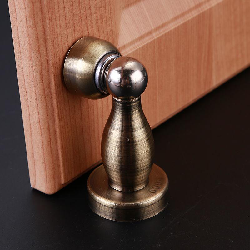 No-Drill Stainless Steel Magnetic Door Stopper & Holder with Invisible Floor Suction Cup, Anti-Collision Bumper for Bathroom.