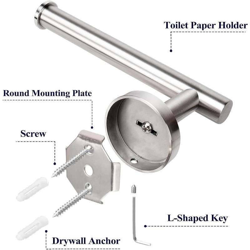 2PCS SUS 304 Stainless Steel Toilet Paper Holder, Brushed Nickel Wall Mount Toilet Roll Holder, Rustproof Single Bar for Bathroom Kitchen Washroom