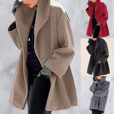 Damen Winterjacke mit Stehkragen und Kapuze, warm, mit Kapuze, langer Mantel