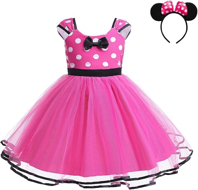 

Tzrcyc Minnie Mouse Halloween Costume for Girls, Cute and Popular Polka Dot Skirt, Short Sleeves, Bow Tie, Party, Dance Costume, Photo Shoot,