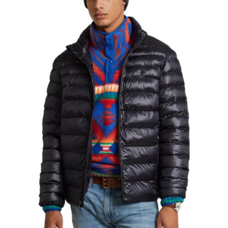 Polo Ralph Lauren Solid Color Quilted Stand Collar Jacket Men Jackets Black MNPOOTW16020893-001