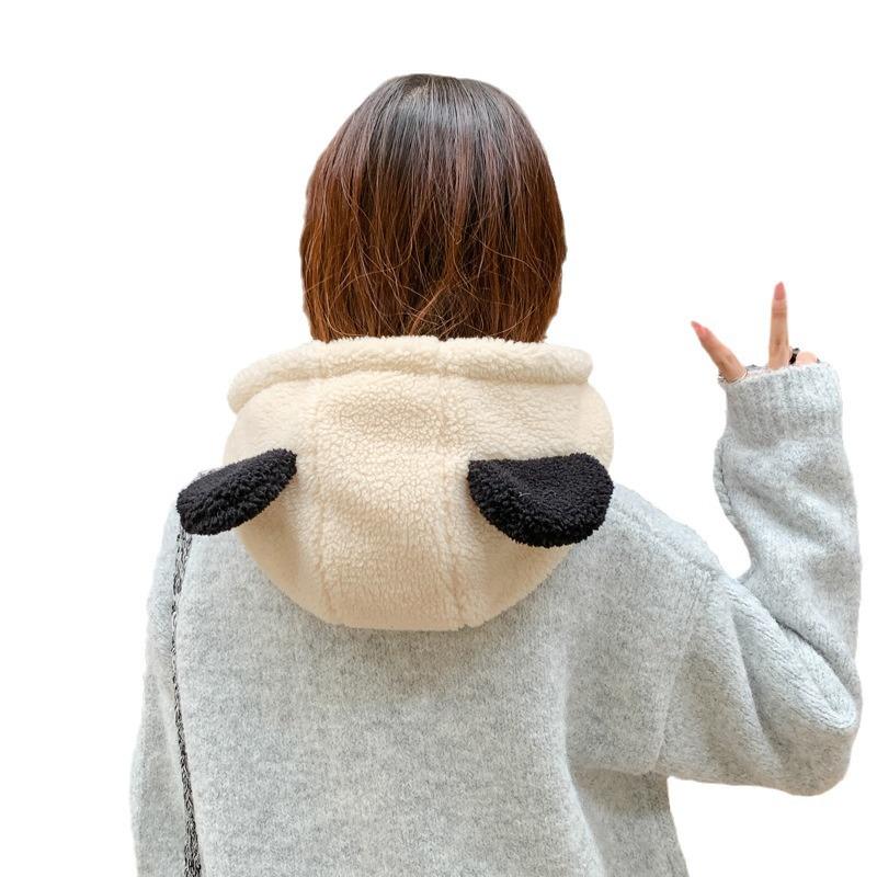 Herbst- und Wintermütze weiblich niedliche Mütze Schal integriert Winter warm verdickt Samt Ohrenmütze