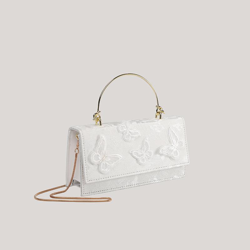 New Chinese butterfly handbag women's 2025 jacquard sweet wind shoulder oblique span bag dinner bag