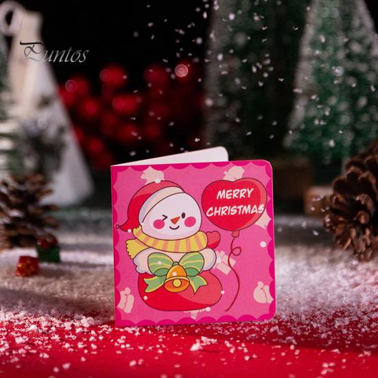 Decorative Paper Cards 10Pcs Merry Christmas Greeting Set, Folding Cartoon Blank Xmas Message Note Cards, Festive Blessing for Holiday Gift