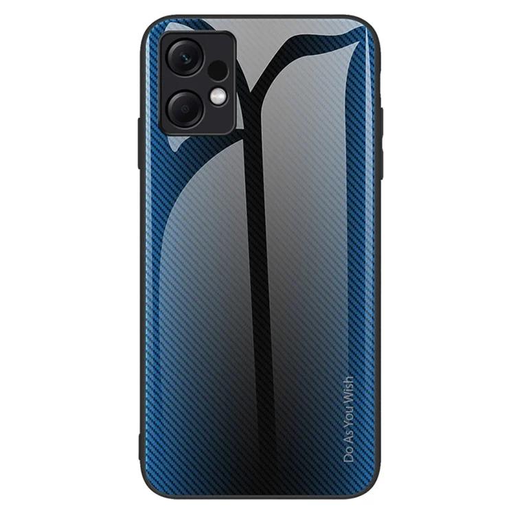

For Xiaomi Redmi Note 12 4G Tempered Glass Back Case Carbon Fiber Texture Soft TPU Frame Phone Cover