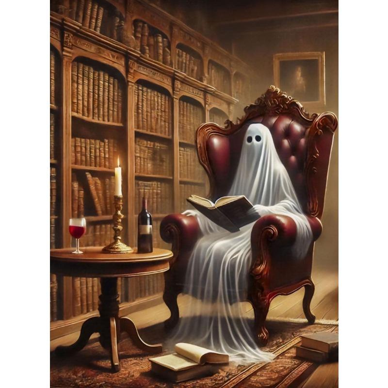 Fun White Ghost Dark Academy Halloween Horror Retro Posters Prints Canvas Painting Wall Art Picture Living Room Home Decor