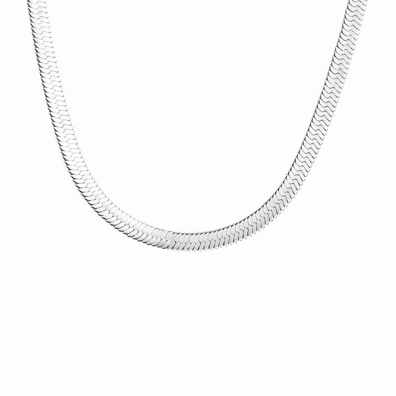 High End 18K Gold Plated Herringbone Choker Necklace Snake Stainless Steel Necklace