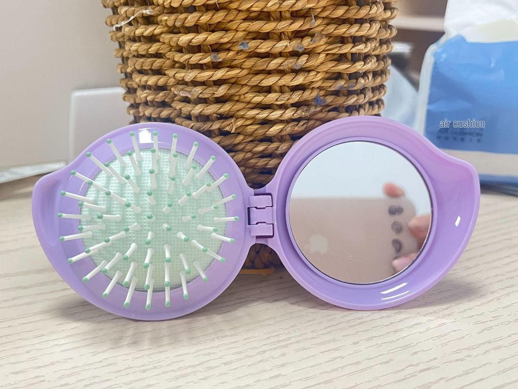 Teardrop Cream Glue Folding Mirror & Portable Airbag Massage Hair Comb
