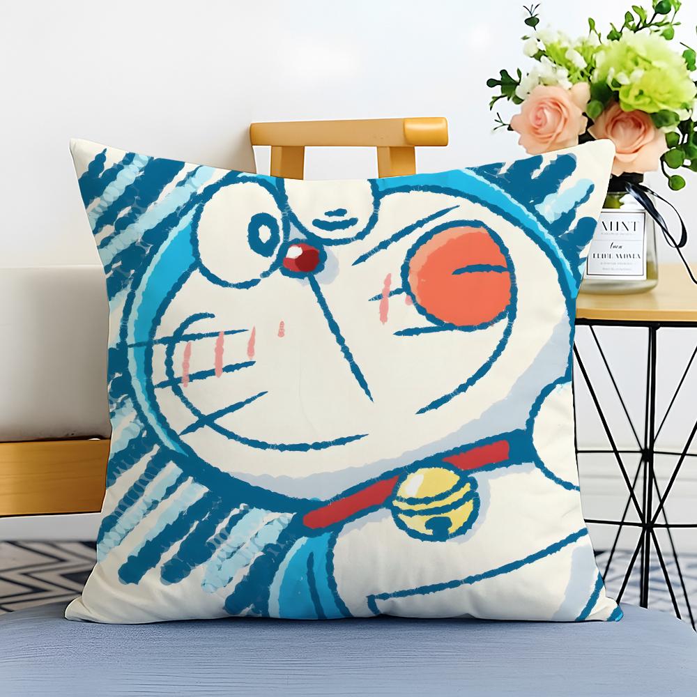 DDoraemon Cushion Cover Washable Linen Pillowcase Soft for Sofa Bed Cozy Home Room Decor