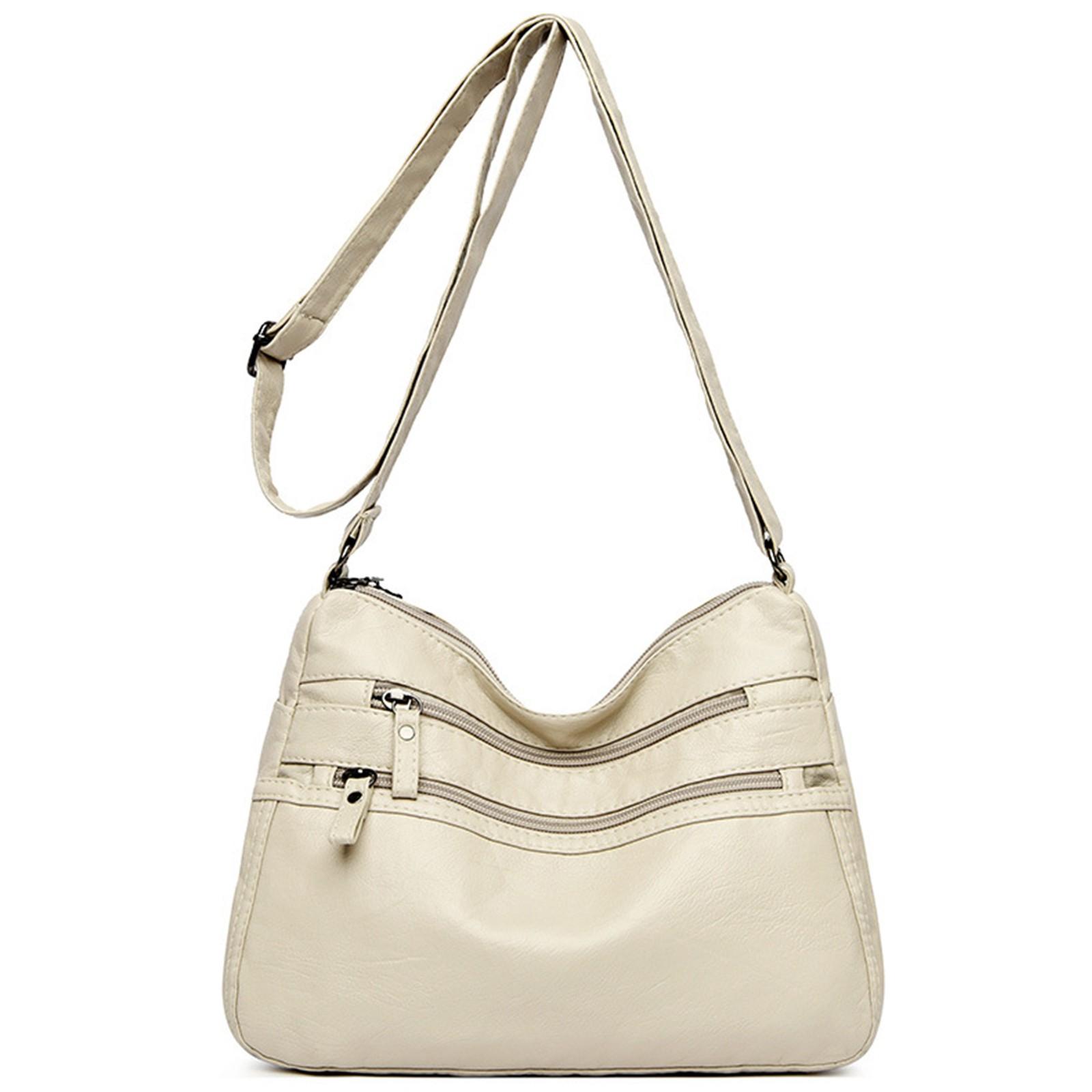 Женская однотонная универсальная многослойная сумка из искусственной кожи на молнии через плечо сумка через подмышку сумка-мессенджер One Size бежевый 1349₽