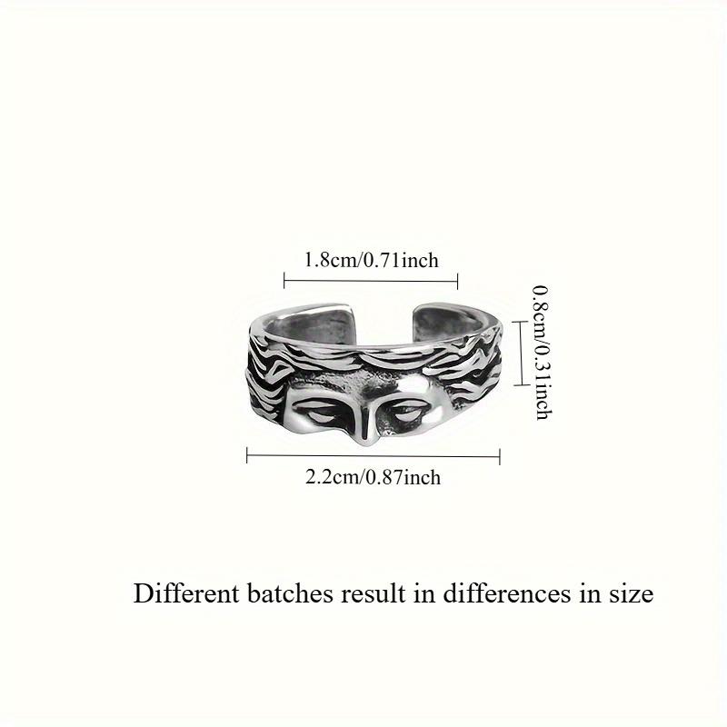 2pcs, Creative Half face Mask Ring, for Men and Women, Fashion Retro Silver Relief with Adjustable Opening Ring, Confessing Gift